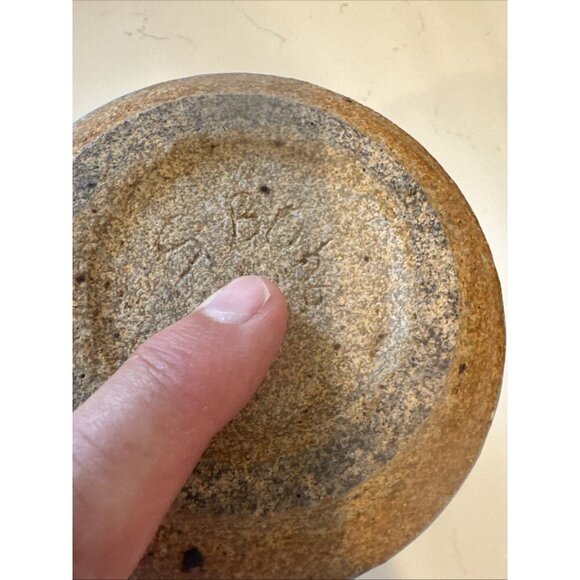 Studio Art Pottery Vase Planter Blue Ban Brown speckles Signed - Picture 14 of 15